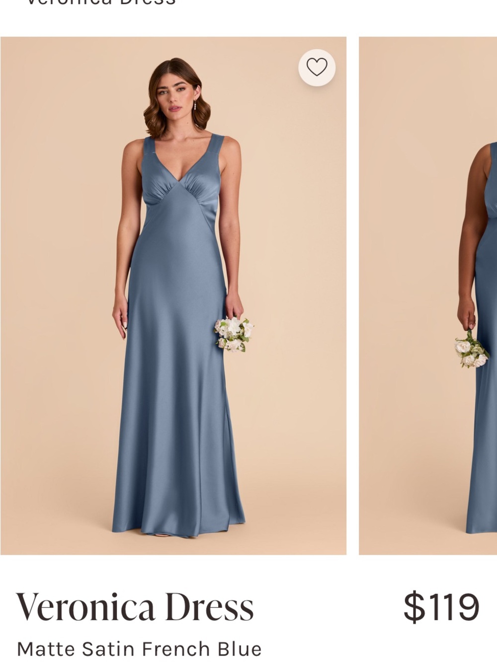 Veronica Matte Satin Dress in French Blue Birdy Grey Size Small